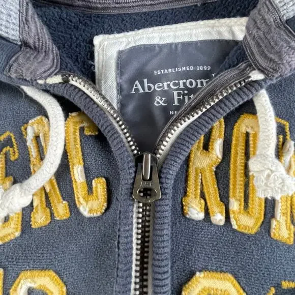 🔥Vintage Y2K Abercrombie & Fitch Spell out Faded Distressed Zip Up Mens Hoodie - Picture 6 of 16